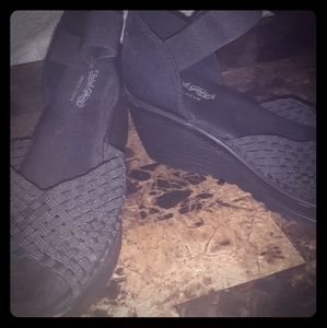 Memory Foam Black Wedge Faded Glory
